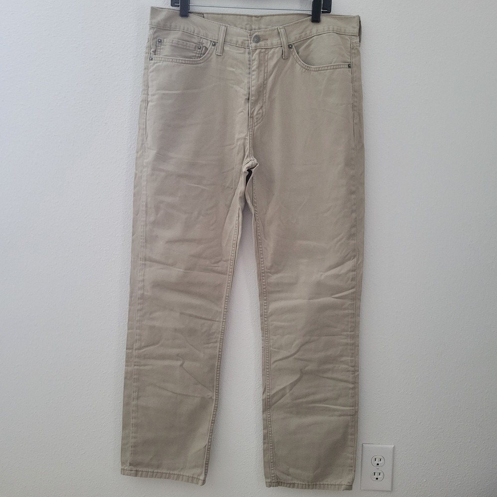 Levis 514 Straight Fit Khaki Tan Cotton Twill Pants Mens 36x34 Regular Fit